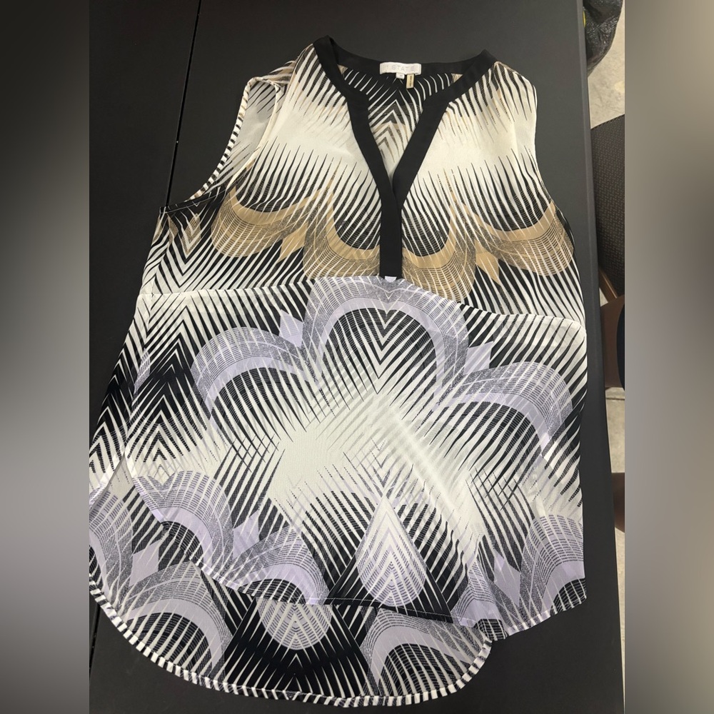 1. State Black and White Geometric Blouse